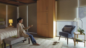 Nantucket™ Privacy Sheers with PowerView™ Motorization in the Bedroom